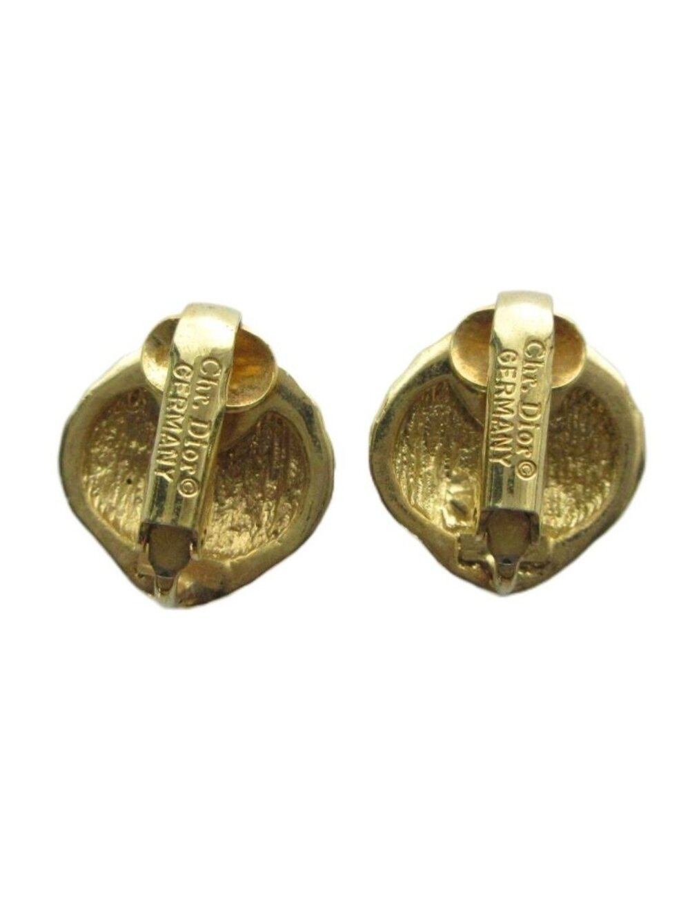 Dior Earrings Shell Motif Rhinestone Gold - Picture 2 of 4